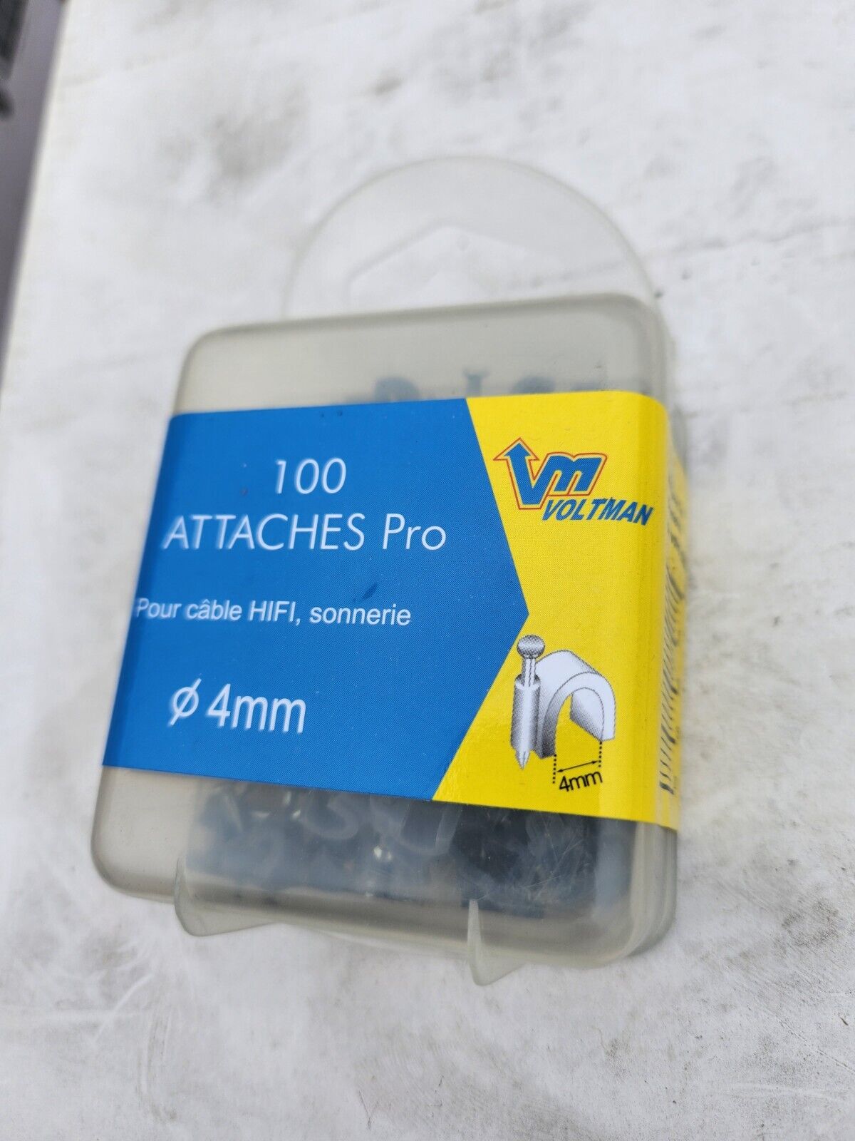 Boîte de 100 attaches pro - Diamètre 4 MM² - Gris - Voltman 