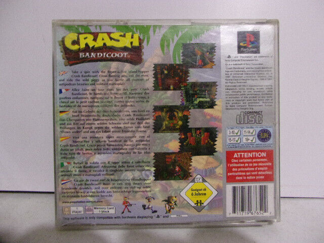 Crash Bandicoot Platinum cd + jaquette arrière pour ps1