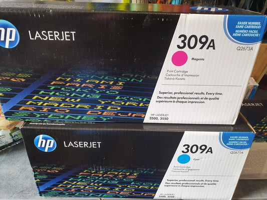 LOT DE 2 TONERS HP 309A - - Cyan - Magenta original - pour Laserjet 3500,3550 