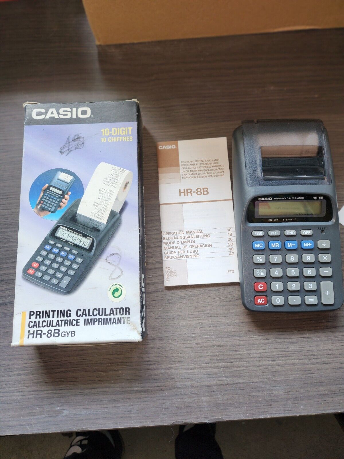 Calculatrice Casio mini imprimante HR 8B vintage