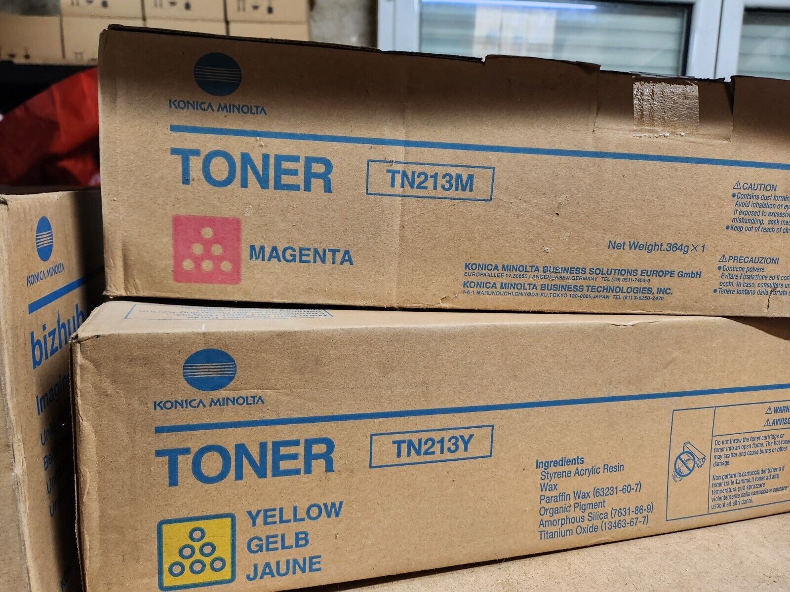 Lot 2 toners Originaux Konica Minolta TN213M TN213Y neuf