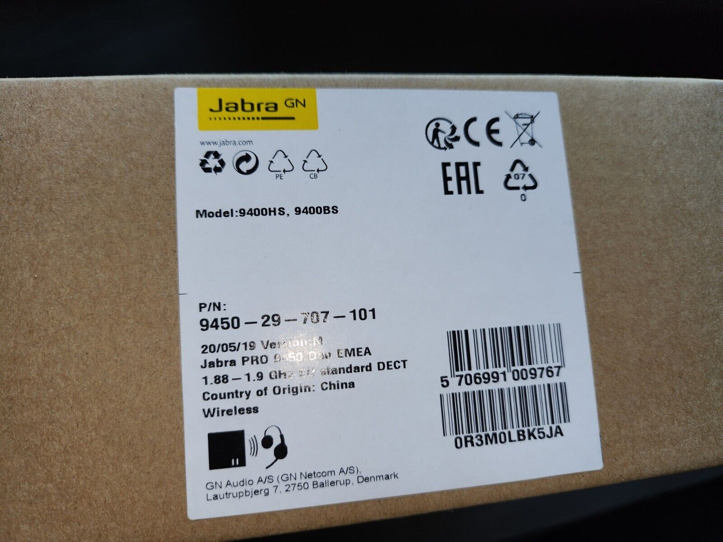 CASQUE BUREAU TRAVAIL Jabra Pro DUO 9450 Neuf