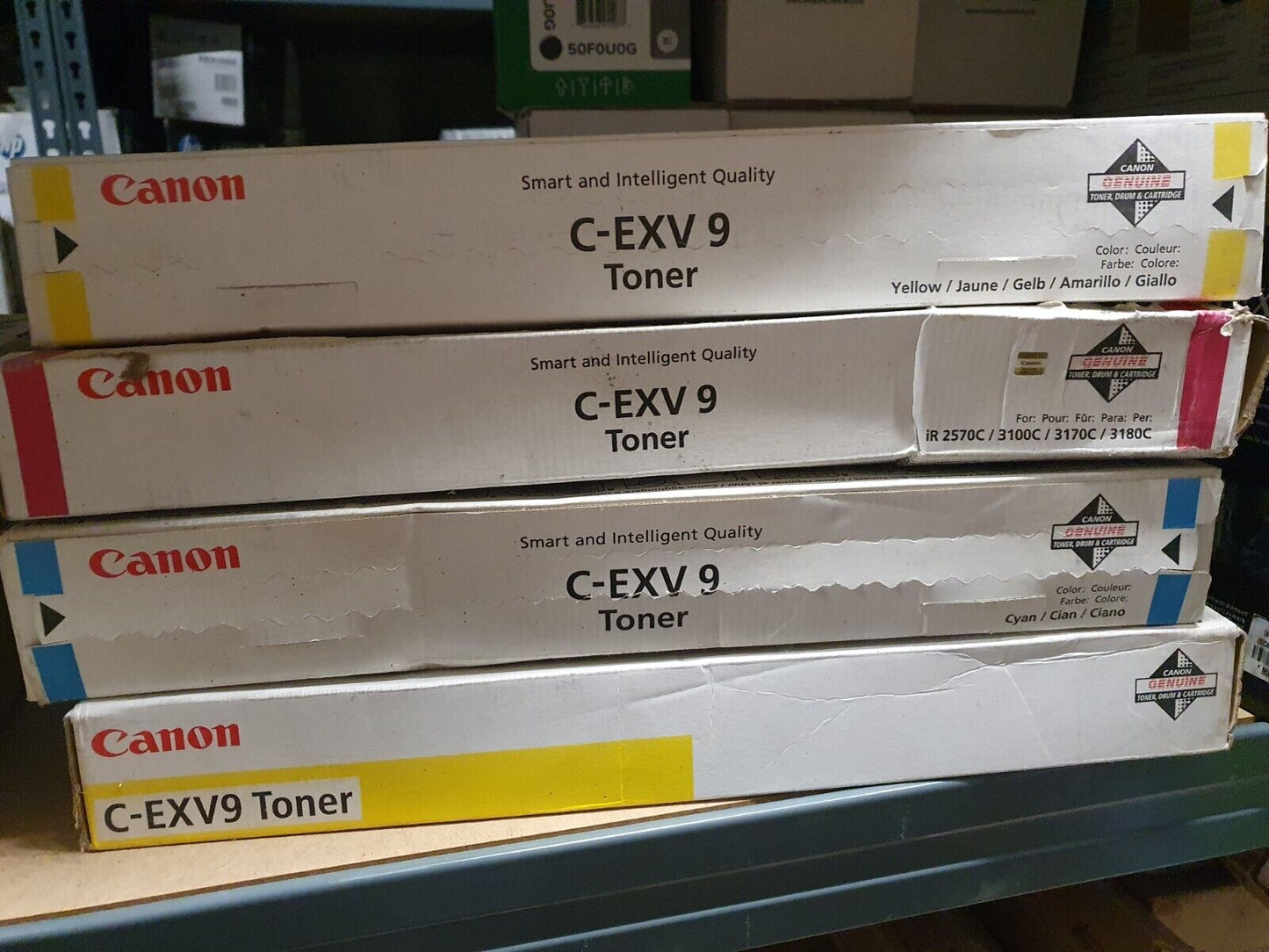 Lot 4 Toner C-EXV9 Canon d'origine 1 Cyan 1 Magenta 2 Jaune IR 3100C /IR 3170C 