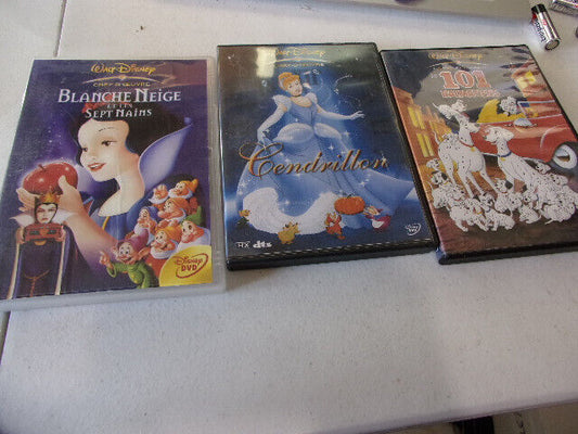 lot 3 dvd disney blanche neige cendrillon 101 dalmatiens