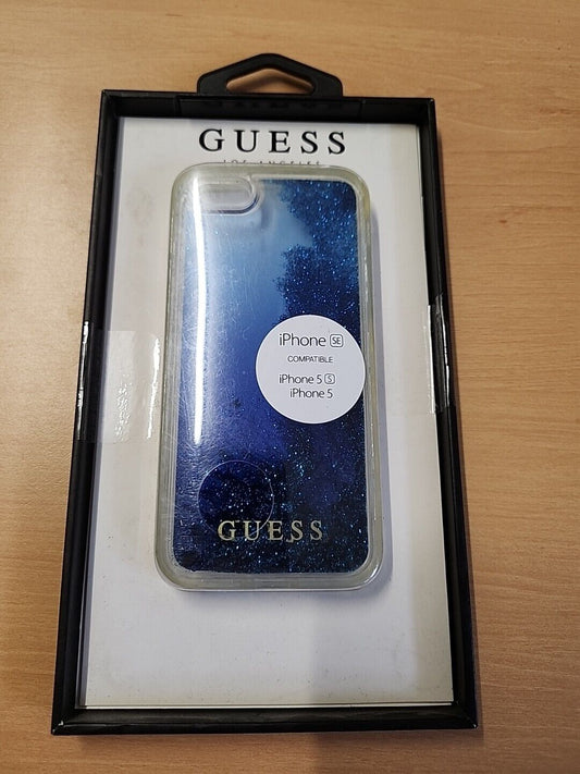 Coque pour iPhone 5/5S/SE rigide avec paillettes Guess Transparent