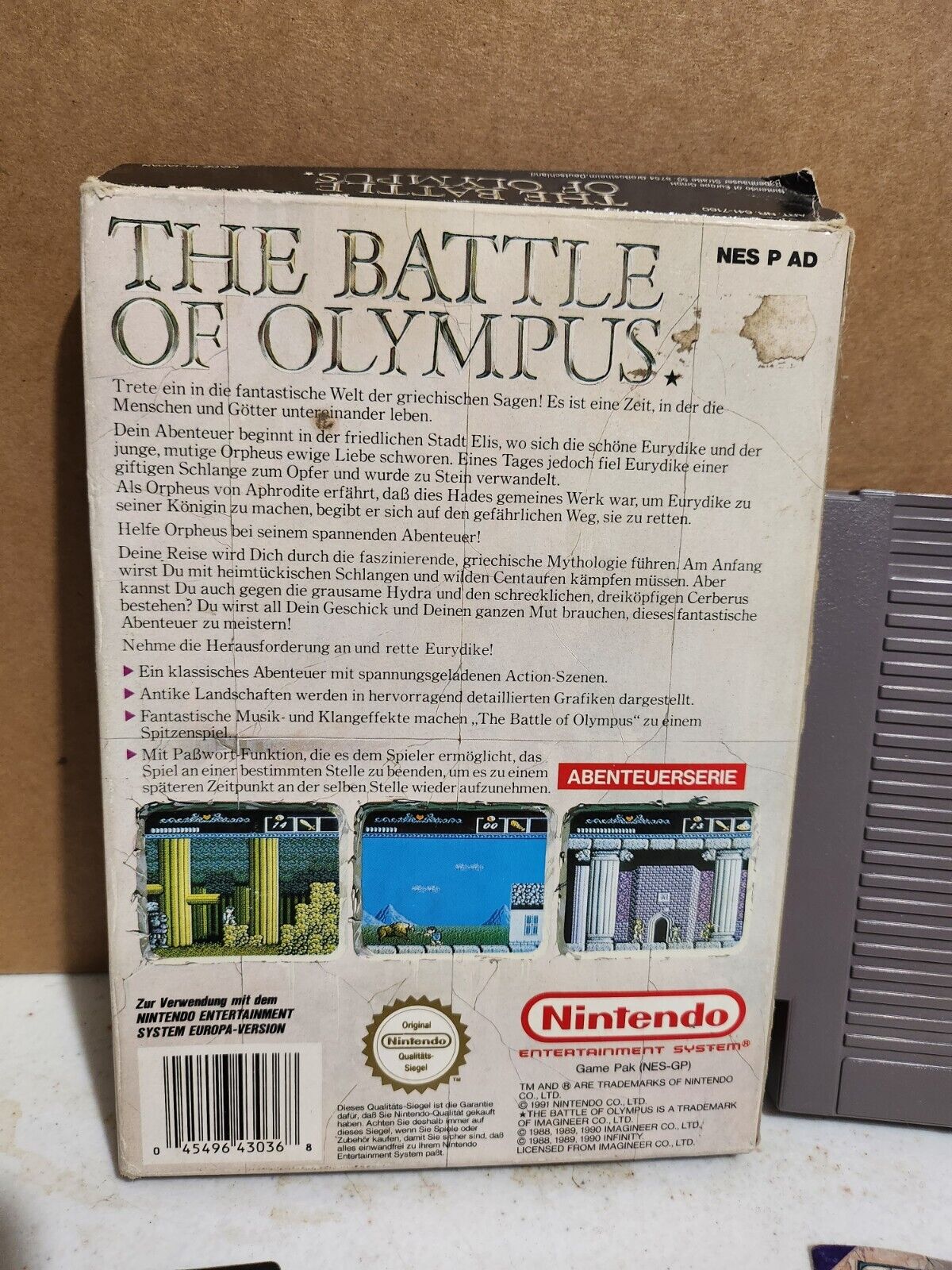 Jeu Nintendo NES The Battle of Olympus Complet PAL NOE