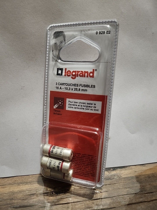 LEGRAND - Lot de 3 fusibles avec voyant - 16 A - 10.3x25.8 mm