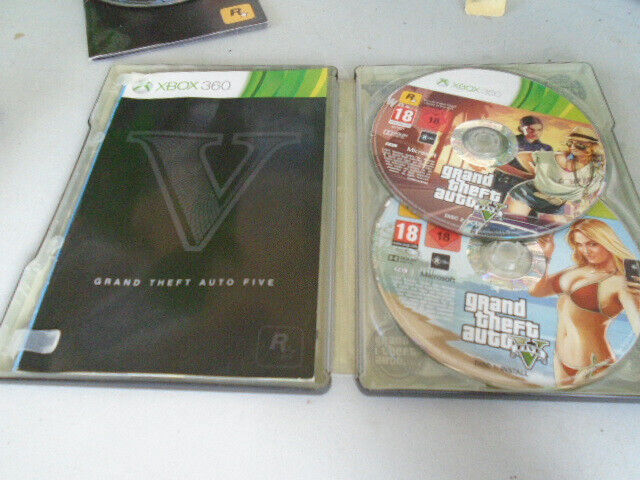 Jeu XBOX 360 GTA V Version Steelbook Complet FR Disques en TBE