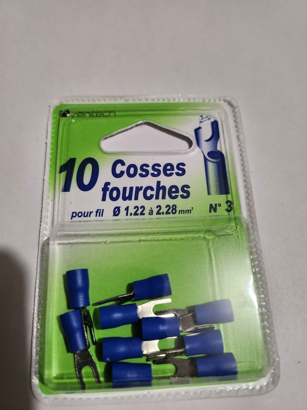 10 cosses bleu fourches 1.22 A 2.28 mm - N*3 - Zenitech