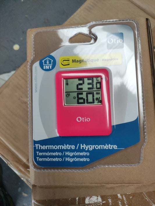 Thermomètre hygromètre magnétique rose - Otio - Neuf 