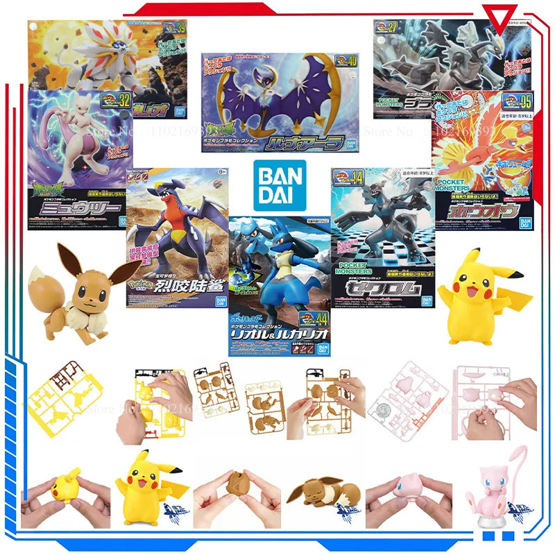 Bandai Original Pokemon Figure Pikachu Garchomp Gyarados Rayquaza Kyurem Mew Action Model DIY Assemble Collection Dolls Toys