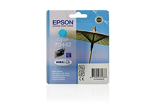 Original Epson C13T04424010 / T0442 encre (cyan, env. 420 Pages, capacité 13 ml) pour Stylus C 64, 65, 66, 84, 85, 86; Stylus CX 3500, 3600, 3650, 6400, 6500, 6600